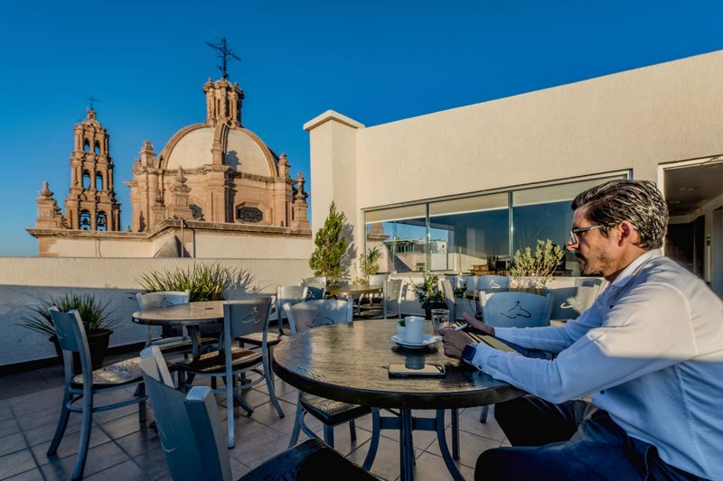 Hotel terrace by day