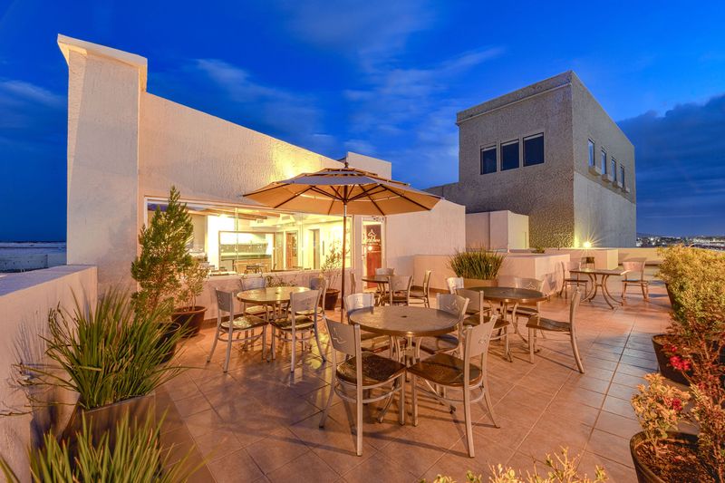 Terrace at night overlooking the centre